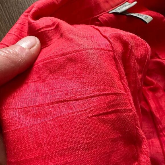 Catherines Maggie Barnes Women's Linen Blend Open Front Jacket Red Pink Size 5X - Picture 6 of 10